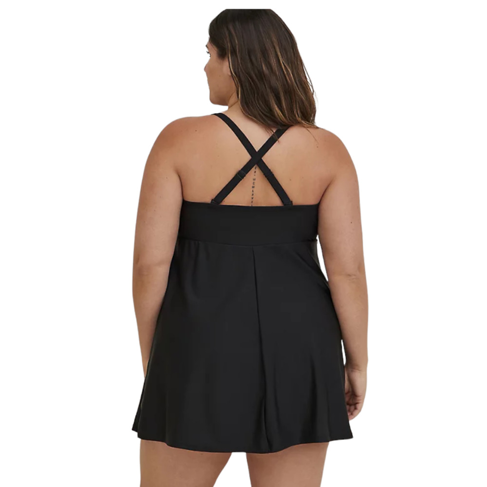 Torrid NWT Wireless Mid Removable Straps Swim Dress With Brief Black Size 00X - Picture 5 of 8